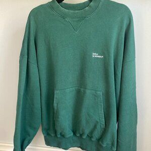 DROLE DE MONSIEUR GREEN PULLOVER KANGAROO POCKET CREWNECK SWEATSHIRT GREEN SMALL